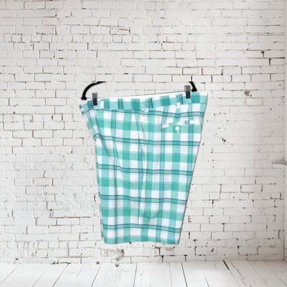 Alan Flusser Golf Short Plaid Turquoise Men's - Picture 4 of 6